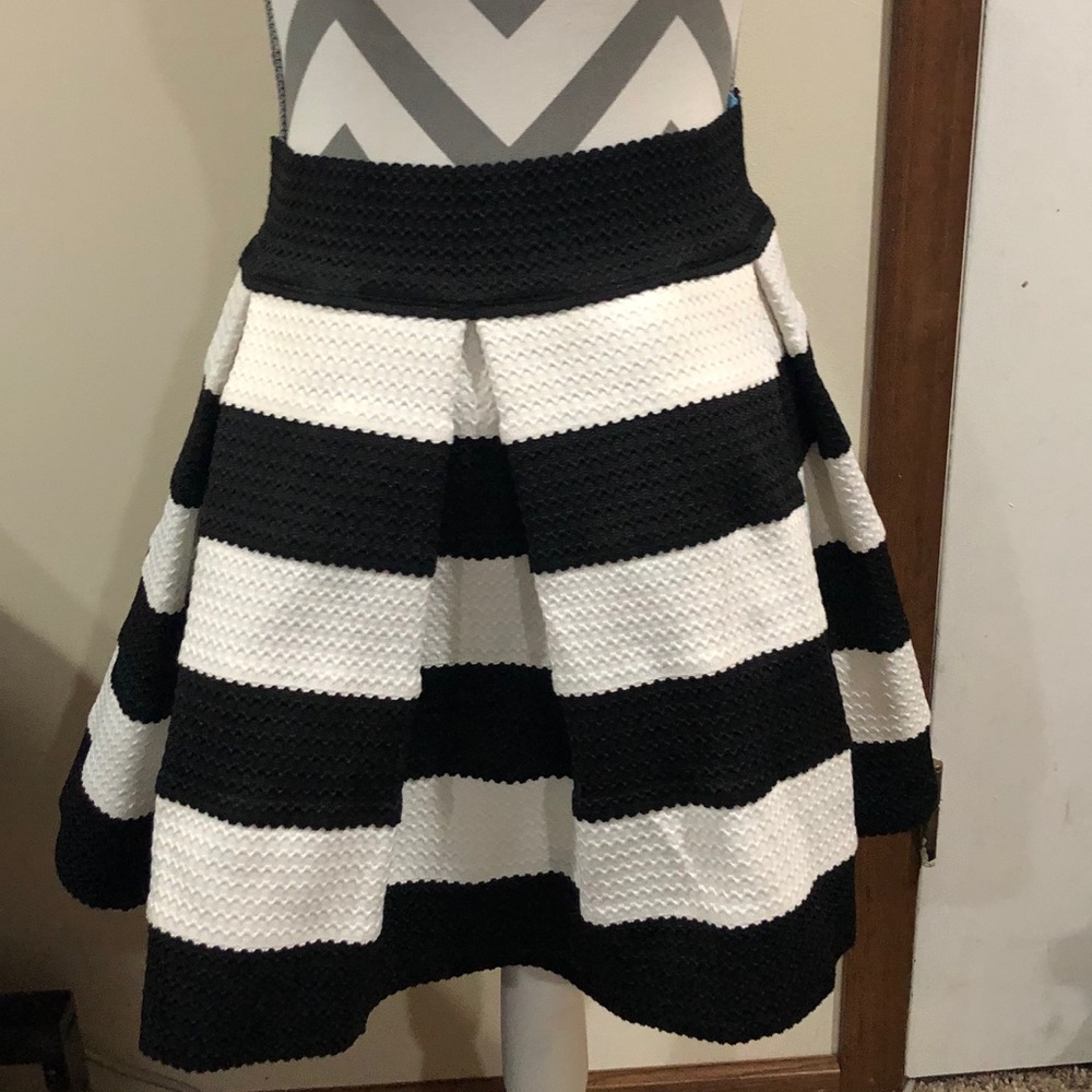 Black and white striped skirt